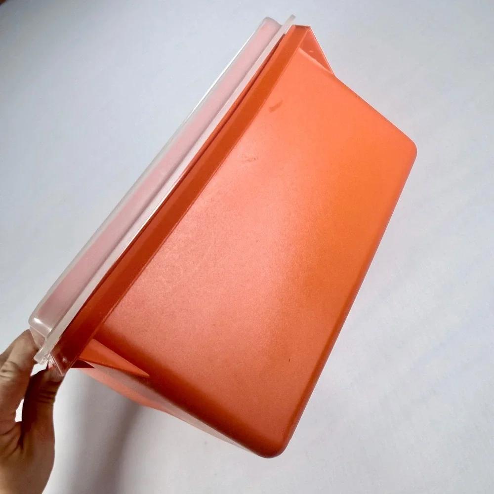 Vintage Tupperware 1970s Burnt Orange Rectangular Picnic To Go Container 677-7